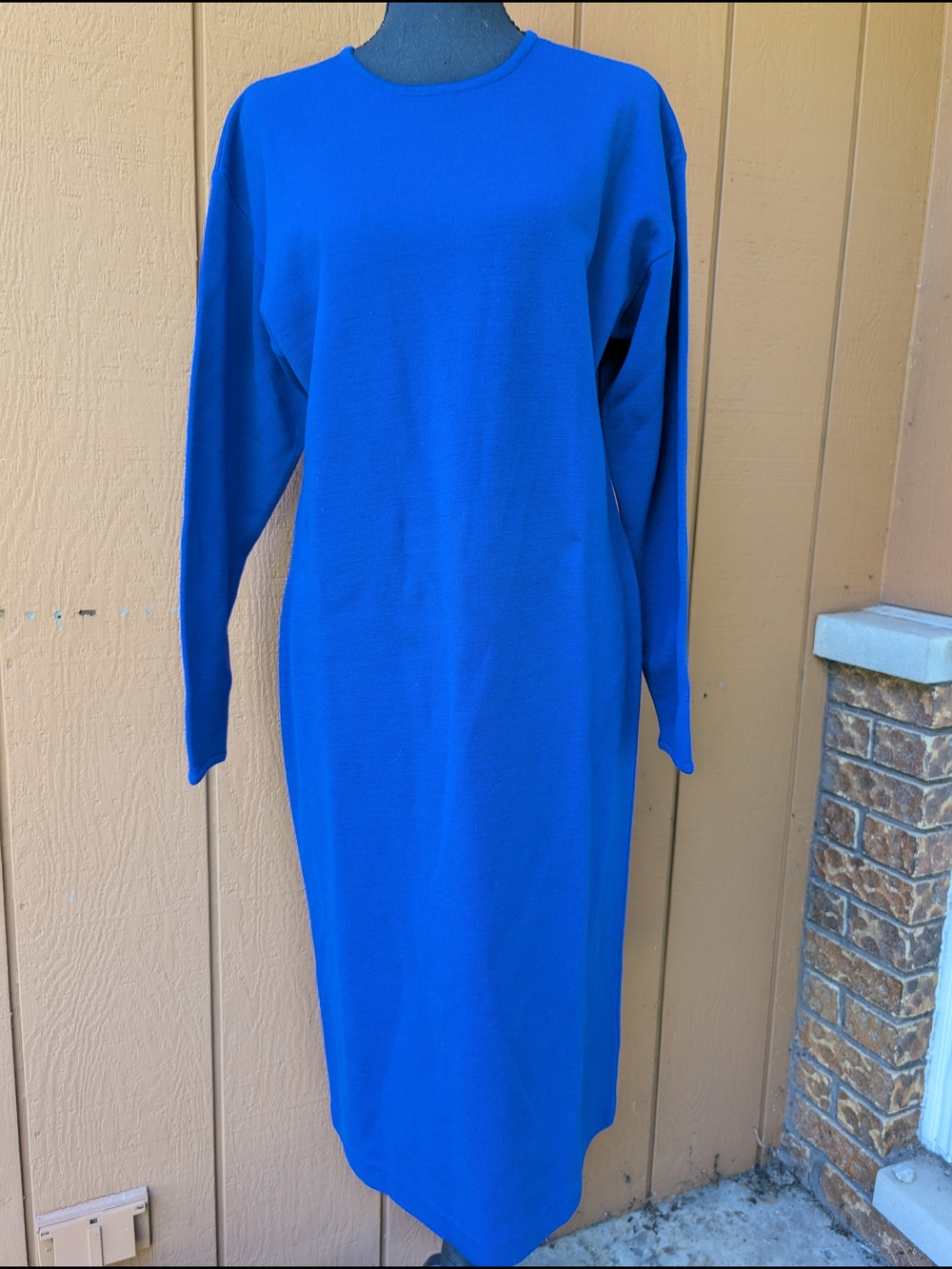 ​Vintage Kathryn Conover Size L Royal Blue Wool Blend  Dress Women's